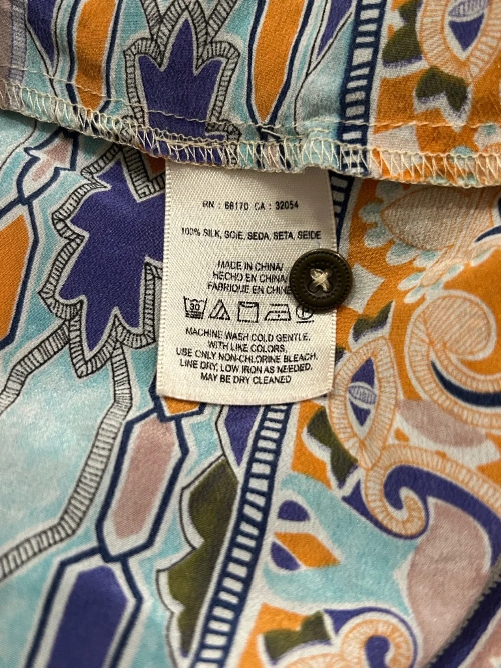 Anthropologie Maeve Sydney Silk Boho Button-up Tunic Multicolor Top size 6 - Picture 11 of 11